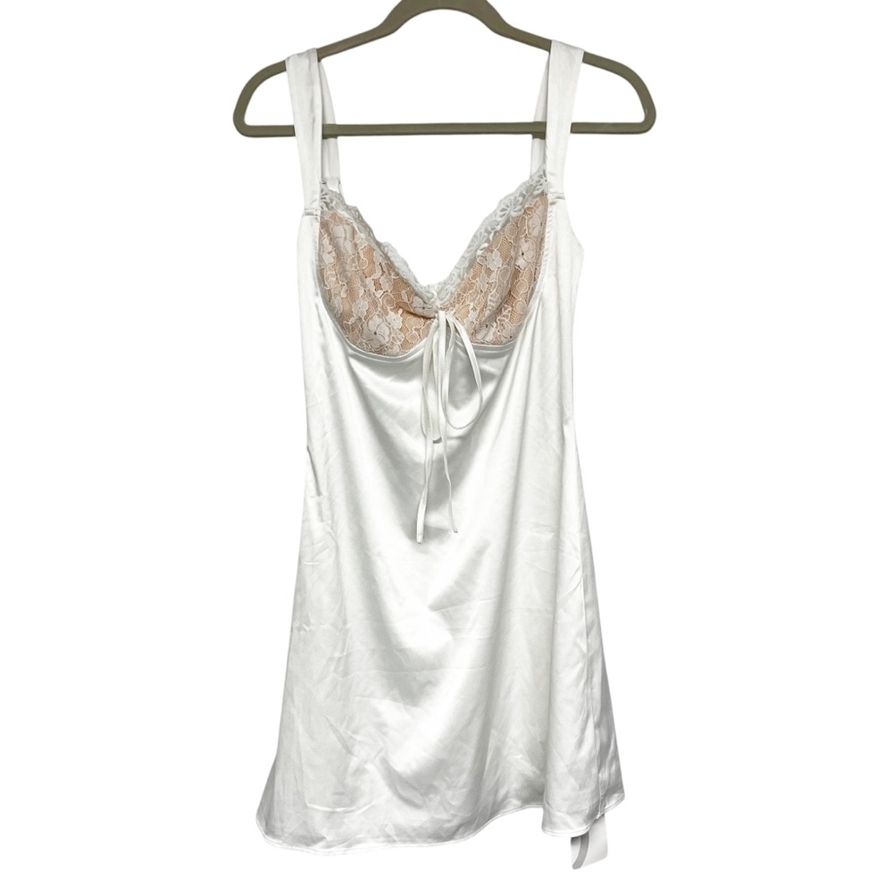 NWT Parthea Contrast Lace Knot Front Cami Dress White Womens Size M Satin Bridal